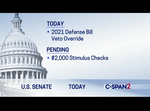 U.S. Senate Sens. McConnell & Schumer on Veto Override & Stimulus Checks : CSPAN2 : December 31, 2020 3:40pm-3:55pm EST