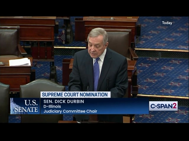U.S. Senate Judiciary Committee Chair Durbin on Supreme Court Confirmation : CSPAN2 : April 8, 2022 2:10am-2:24am EDT