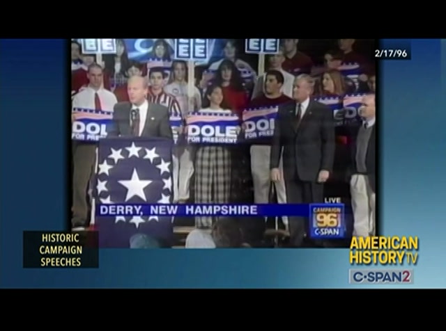 Historic Campaign Speeches Bob Dole 1996 New Hampshire Campaign Rally : CSPAN2 : January 20, 2024 10:30pm-10:52pm EST