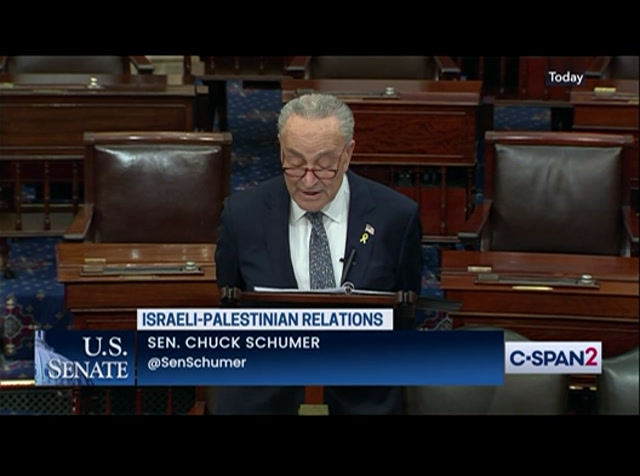 U.S. Senate Sen. Schumer on Israeli-Palestinian Relations : CSPAN2 : March 14, 2024 9:39pm-10:24pm EDT