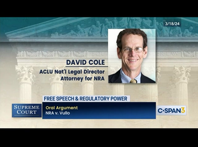 Justices Hear Case on NRA's Speech Lawsuit Against Fmr. NY Regulator : CSPAN3 : April 19, 2024 1:09am-2:25am EDT