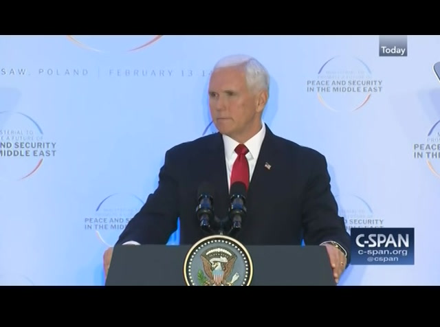 Vice President Pence Remarks on Middle East Policy : CSPAN : February 14, 2019 3:50pm-4:16pm EST