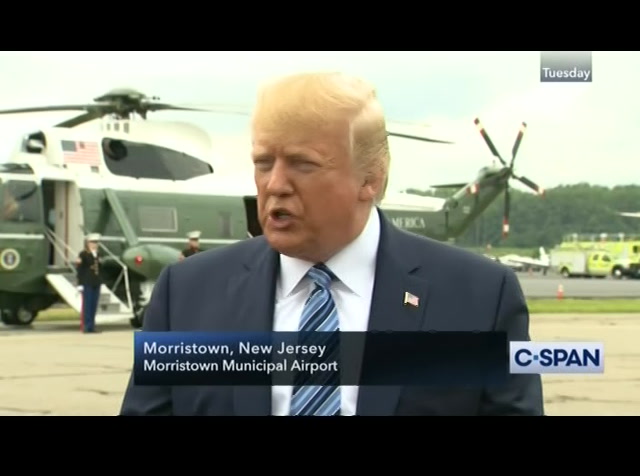 President Trump Departure Remarks in Morristown, New Jersey : CSPAN : August 14, 2019 3:40am-3:53am EDT