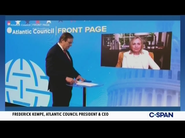 Hillary Clinton Discusses America's Role in World With Atlantic Council : CSPAN : August 17, 2020 12:01pm-12:55pm EDT