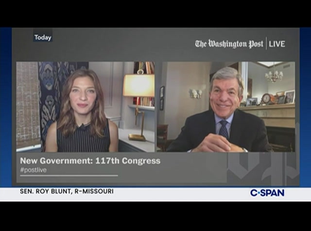 Washington Post Interviews Sen. Roy Blunt on 117th Congress : CSPAN : April 16, 2021 5:39pm-6:12pm EDT