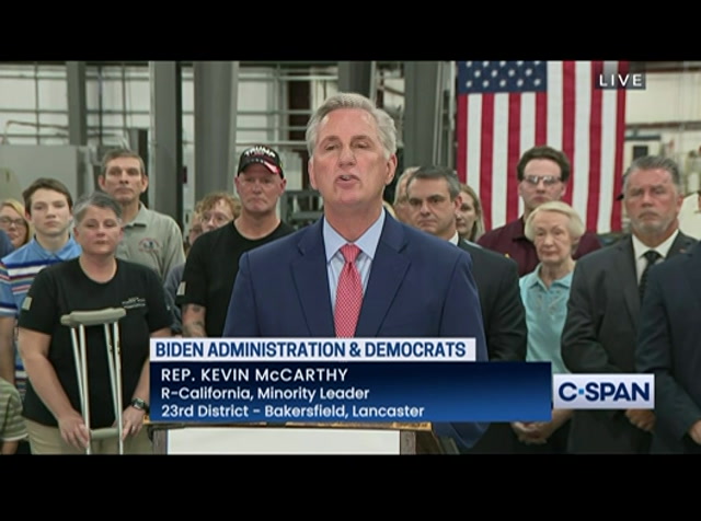 House Minority Leader Kevin McCarthy Gives Remarks From Scranton, Pennsylvania : CSPAN : September 1, 2022 6:09pm-6:38pm EDT