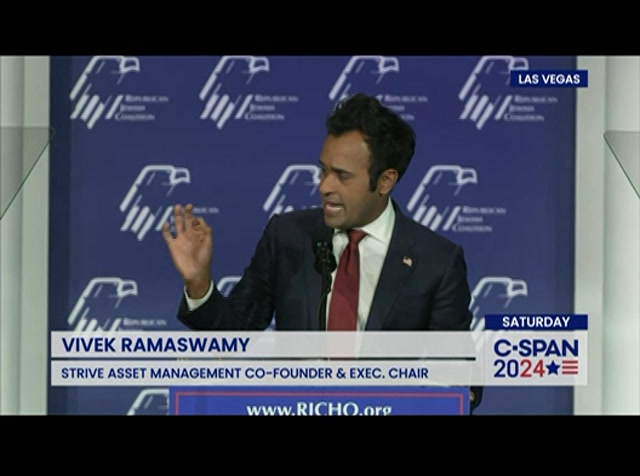 Campaign 2024 Vivek Ramaswamy Speaks at Republican Jewish Coalition Conference : CSPAN : October 30, 2023 12:28pm-1:10pm EDT