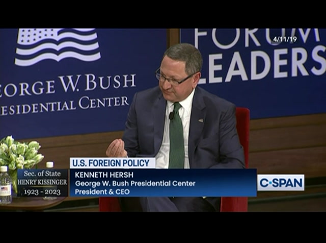 Henry Kissinger at Bush Presidential Center Leadership Forum : CSPAN : December 2, 2023 9:33pm-10:09pm EST