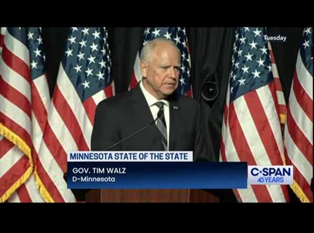 Minnesota Governor Delivers State of the State Address : CSPAN : March 28, 2024 4:41pm-5:07pm EDT