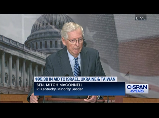Senate Republican Leader McConnell Holds News Conference on Foreign Aid : CSPAN : April 23, 2024 2:47pm-3:13pm EDT