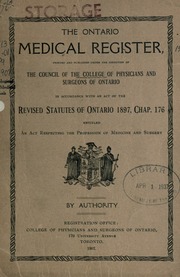 Cover of: The Published Ontario medical register