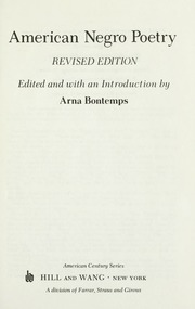 Cover of edition americannegropoe00bont
