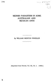 Media type: text; Wheeler 1933 Description: Mermis parasitism in some Australian and Mexican ants;