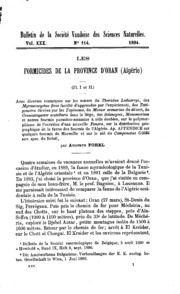 Media type: text; Forel 1894 Description: Les formicides de la province d'Oran (Algerie);