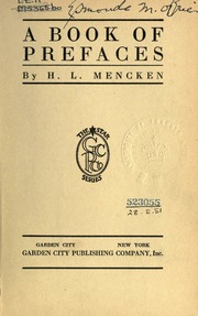 Cover of edition bookofprefaces00mencuoft