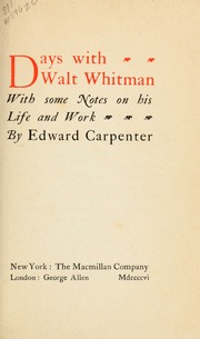 Cover of edition dayswithwaltwhit00carp1