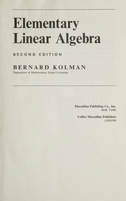 Cover of edition elementarylinear01kolm