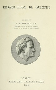 Cover of edition essaysdequincey00dequ