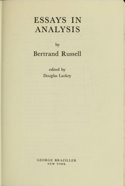 Cover of edition essaysinanalysis00russ