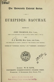 Cover of edition euripidesbacchae00euri