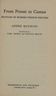 Cover of edition fromprousttocamu0000maur