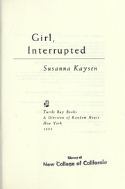 Cover of edition girlinterrupted00kaysrich