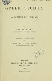 Cover of edition greekstudiesser00pate