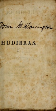 Cover of edition hudibraspome01butl