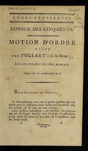 Cover of: Motion d'ordre faite par Pollart (de la Seine), sur les enfans ne s hors mariage