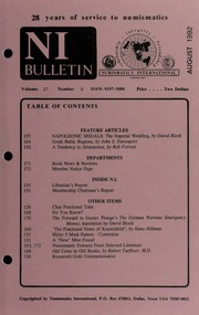 Numismatics International Bulletin, Vol. 27, No.8