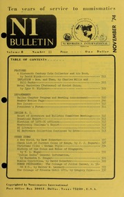 Numismatics International Bulletin, Vol. 8, No.11