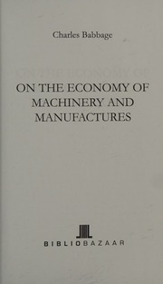 Cover of edition oneconomyofmachi0000babb
