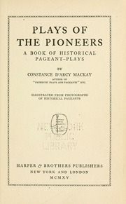 Cover of edition playsofpioneersb00mack