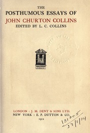 Cover of edition posthumousessays00colluoft