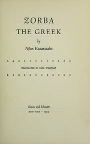 Cover of edition zorbagreek00kaza