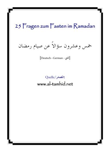 25 questionsfor Ramadanfasting