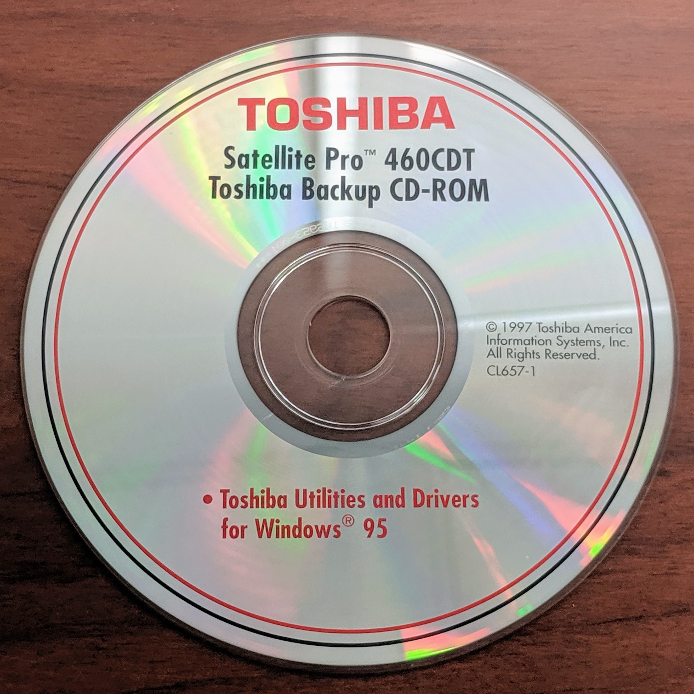 Toshiba Satellite Pro 460CDT Utilities and Drivers CD-ROM CL657-1 