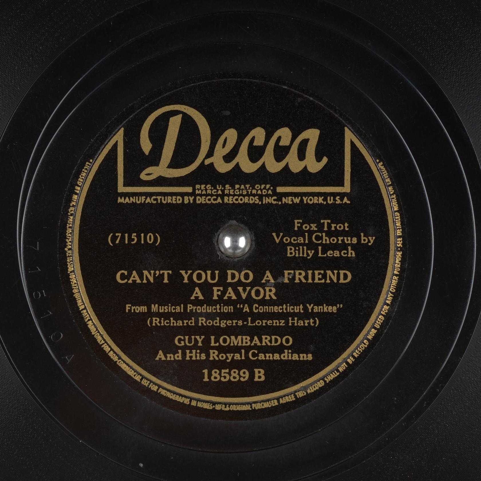 Can't You Do a Friend a Favor : Guy Lombardo And His Royal Canadians : Free  Download, Borrow, and Streaming : Internet Archive