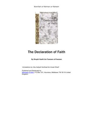 Declarationof Faith .islamicline