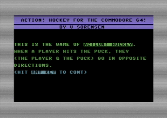 C64 game Aktion! Hockey