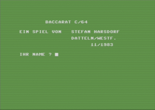 C64 game Baccarat C-64