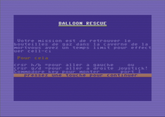 C64 game Le Ballon en Folie