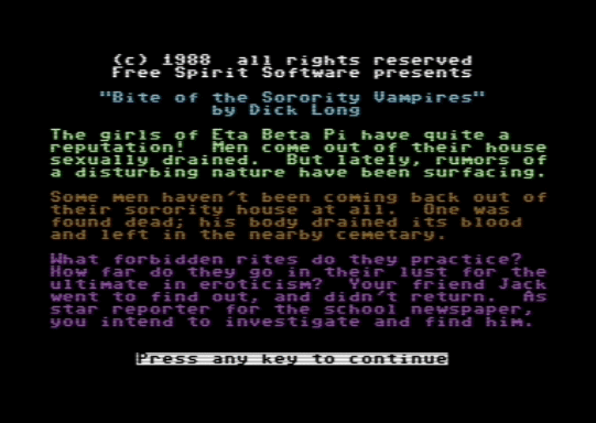 C64 game Bite of the Sorority Vampires