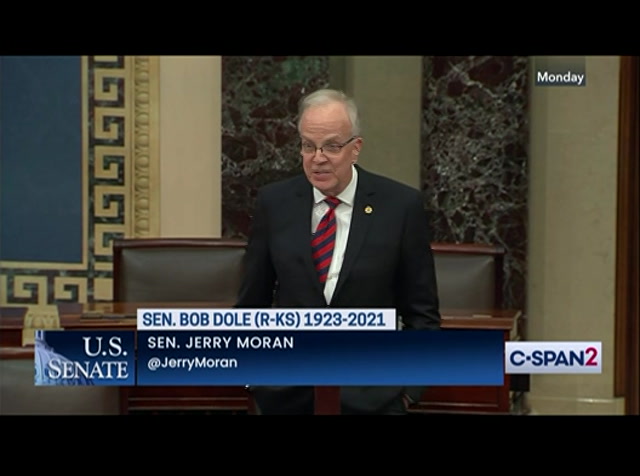U.S. Senate Sen. Moran on Passing of Sen. Bob Dole : CSPAN2 : December 7, 2021 4:28am-4:47am EST