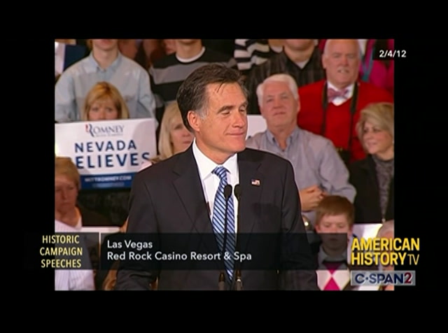 Historic Campaign Speeches Mitt Romney 2012 Nevada Caucus Speech : CSPAN2 : February 11, 2024 1:31am-2:00am EST