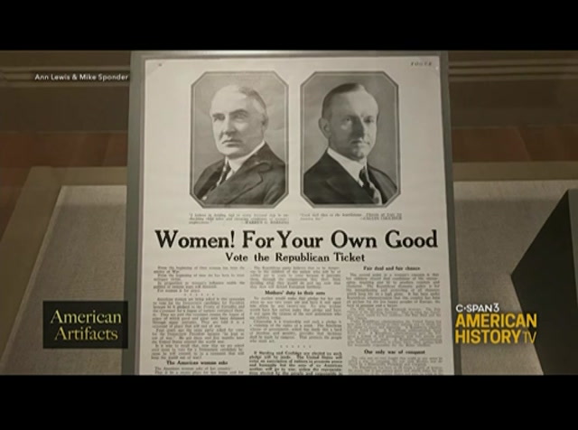 American Artifacts "Votes for Women" Exhibit, Part 2 : CSPAN3 : August 19, 2020 9:36am-10:11am EDT