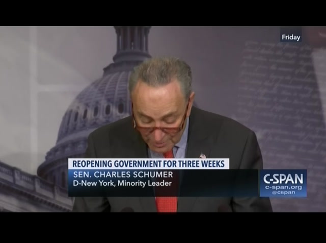 Sen. Schumer and Speaker Pelosi Press Conference on Deal to End Shutdown : CSPAN : January 26, 2019 3:20am-3:38am EST