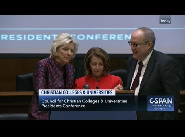 House Speaker Nancy Pelosi Addresses Christian Colleges & Universities Conference : CSPAN : January 30, 2019 3:39pm-3:56pm EST