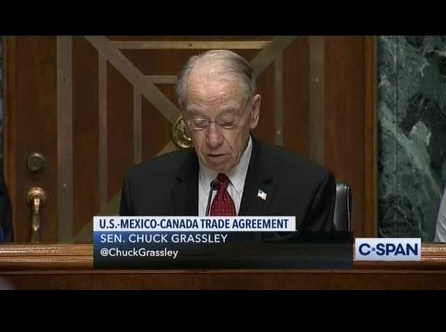 Senate Finance Hearing on United States-Mexico-Canada Trade Agreement : CSPAN : August 5, 2019 3:15pm-5:42pm EDT