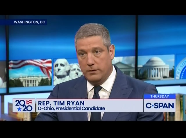 Campaign 2020 Interview with Rep. Tim Ryan D-OH : CSPAN : September 29, 2019 9:00pm-9:38pm EDT